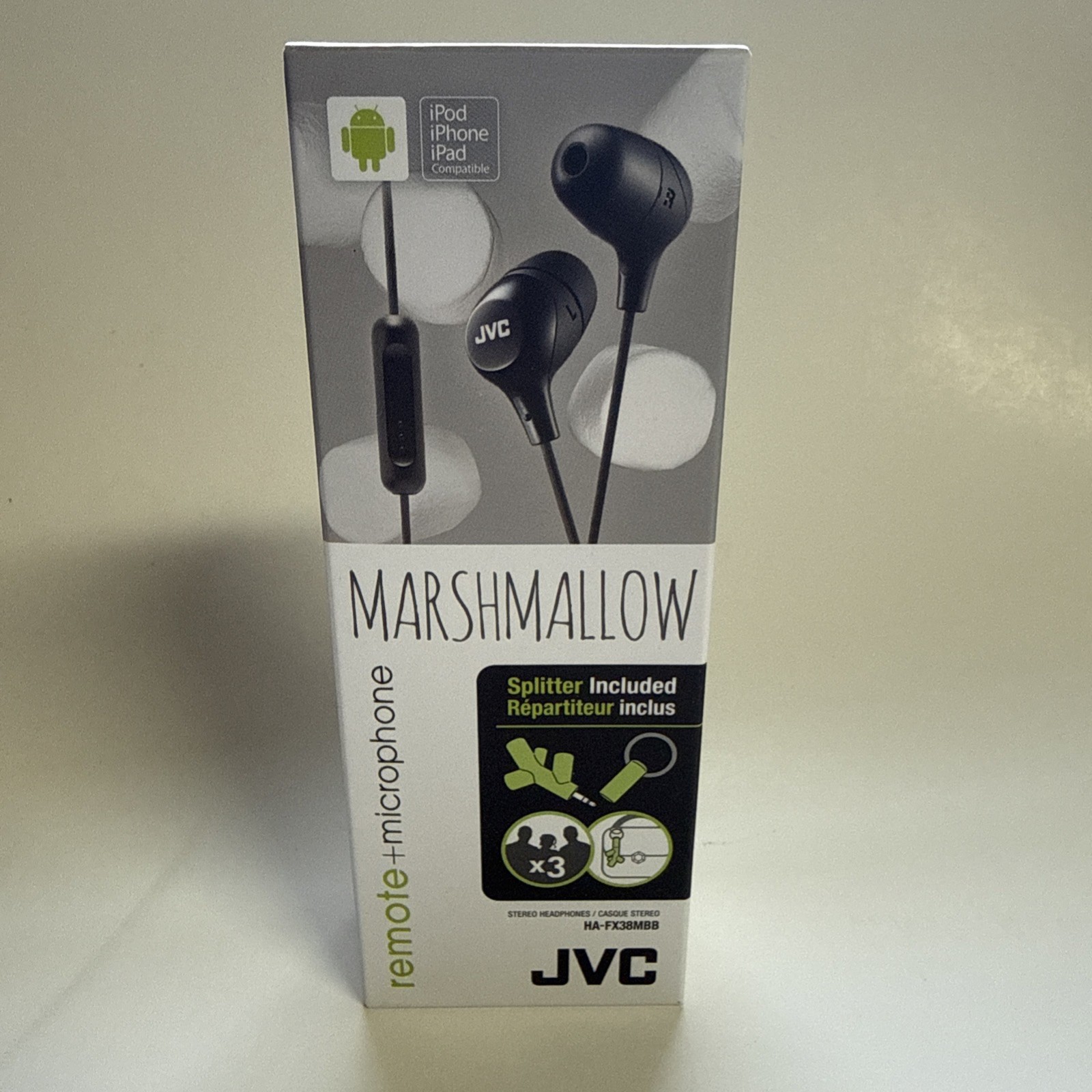 JVC Marshmallow Earbuds HAFX38MBB Black | Mic + Remote | NEW