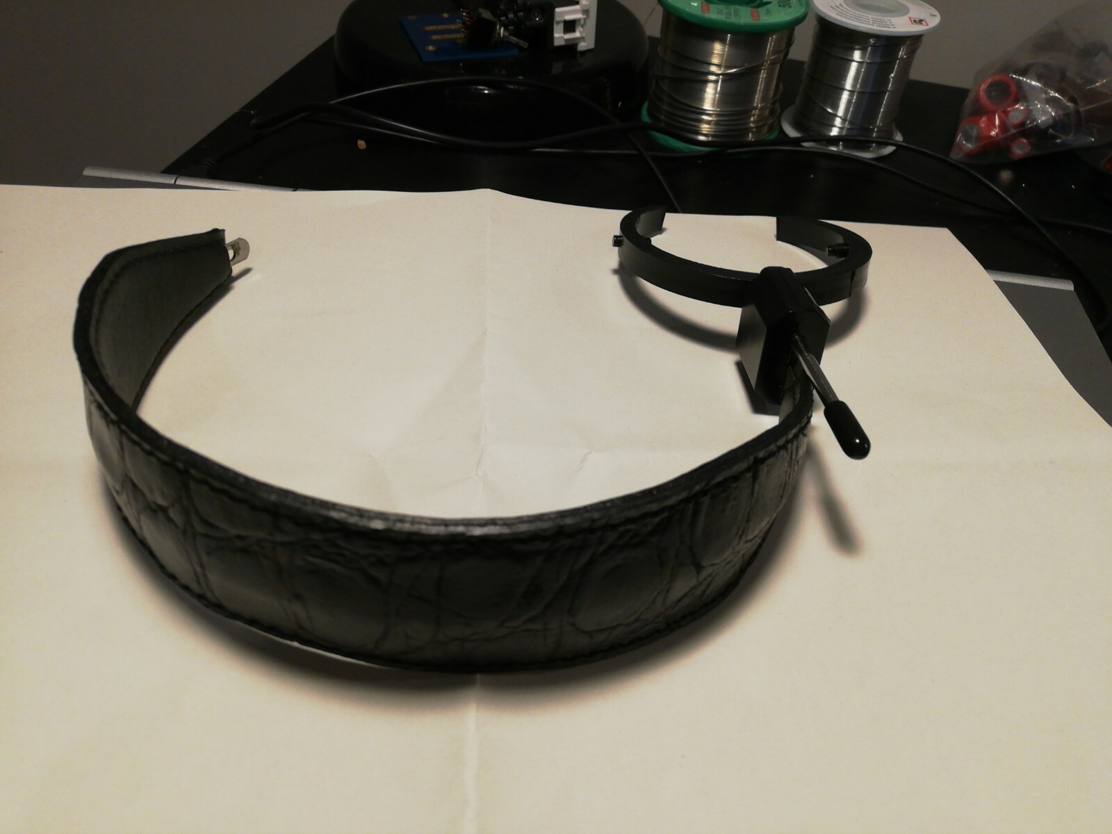 Handmade Black Croco Embossed Leather Headband Compatible GRADE Headphone