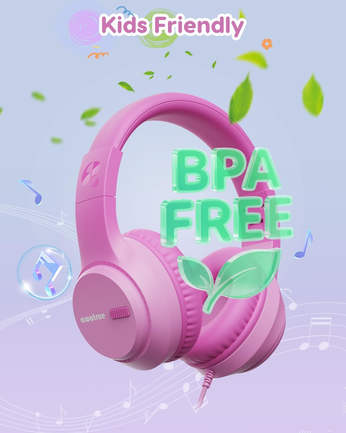 Kids Headphones, 74/85/94dB Volume Limiter, Foldable Wired Over Ear Headphone…