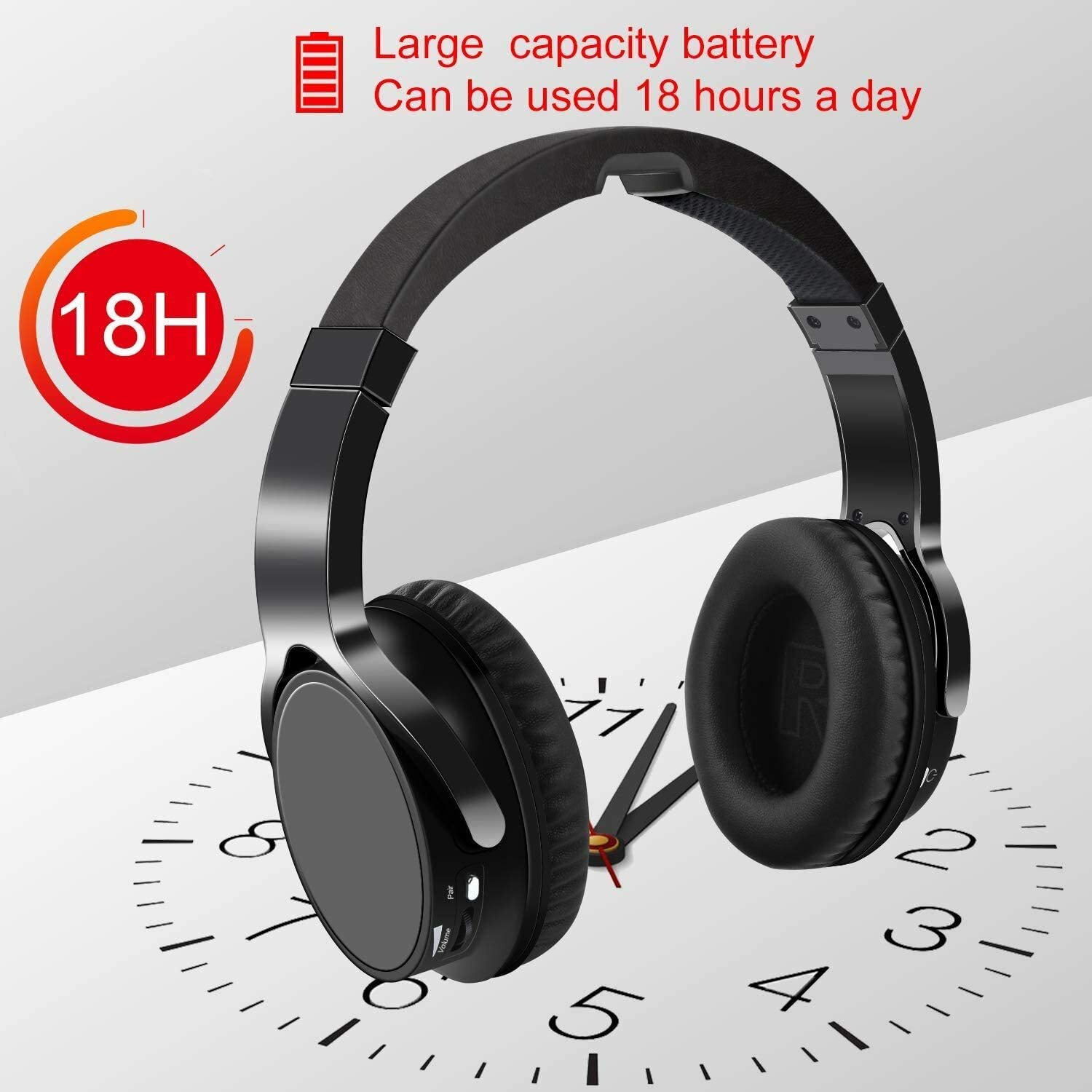 Rybozen Wireless TV Headphones with Transmitter Dock, Over-Ear Cordless Headset