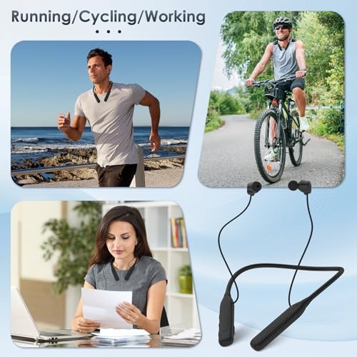 1-Year Quality Support – Black Bluetooth Headphones – Round Neckband – 1000H