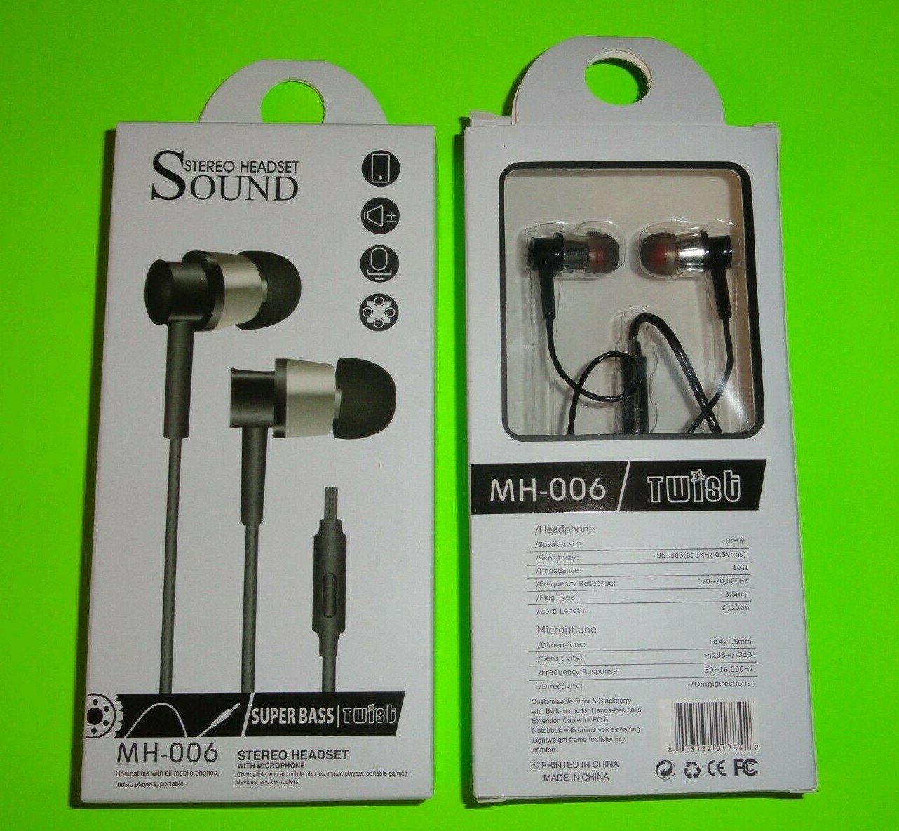 (2) Universal Mic 3.5mm Wired Headset In-Ear Stereo Headphone Earphone Ear Buds