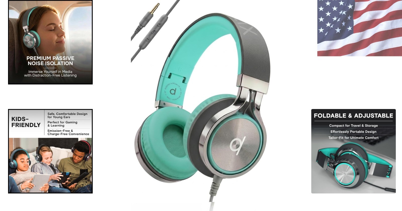 Dynamic Sound CL750 Wired Headphones – Ideal for School & Gaming in Turquoise
