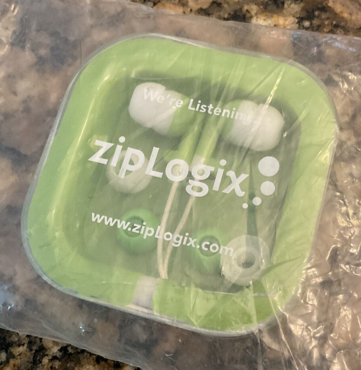Zip Logix Ear Buds New In Original Packaging Extra Rubber Green Case Fast Ship