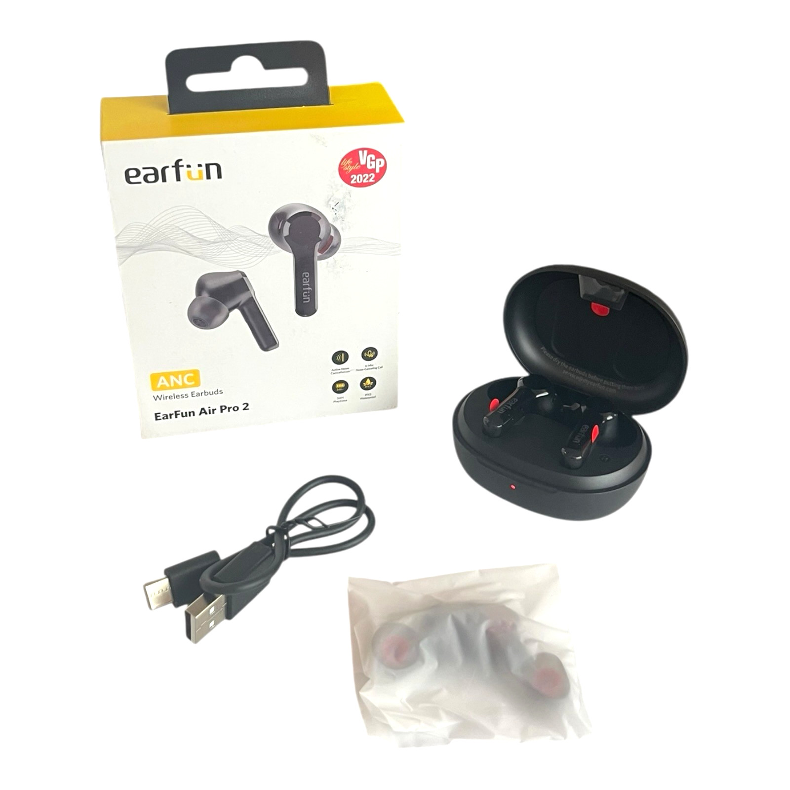 EarFun Air Pro 2 Adaptive Hybrid Noise Canceling Wireless Glossy White TW300