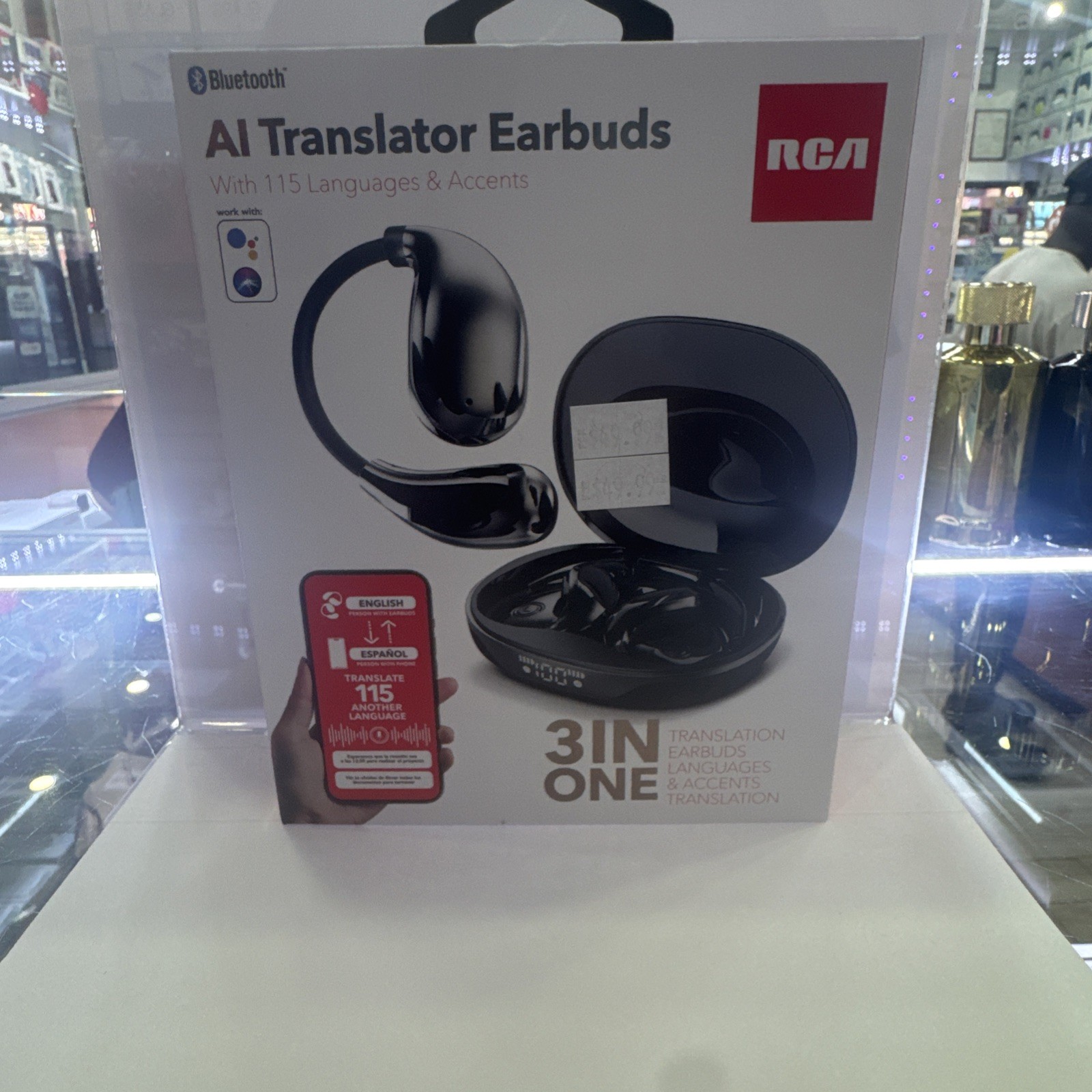 Lightweight AI Translator Earbuds: 144 Language Support, Fast Translation, Black