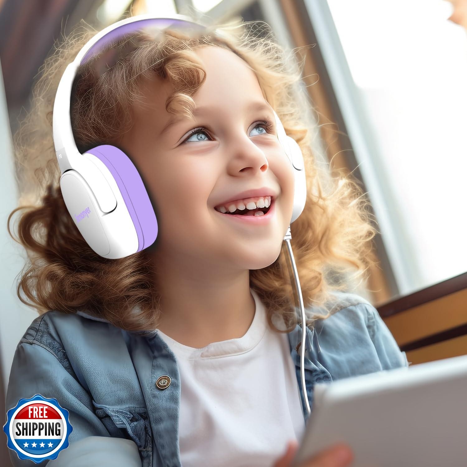 Jimonyer Kids Headphones for School, 3.5mm Jack Wired Headphones for Kids wit