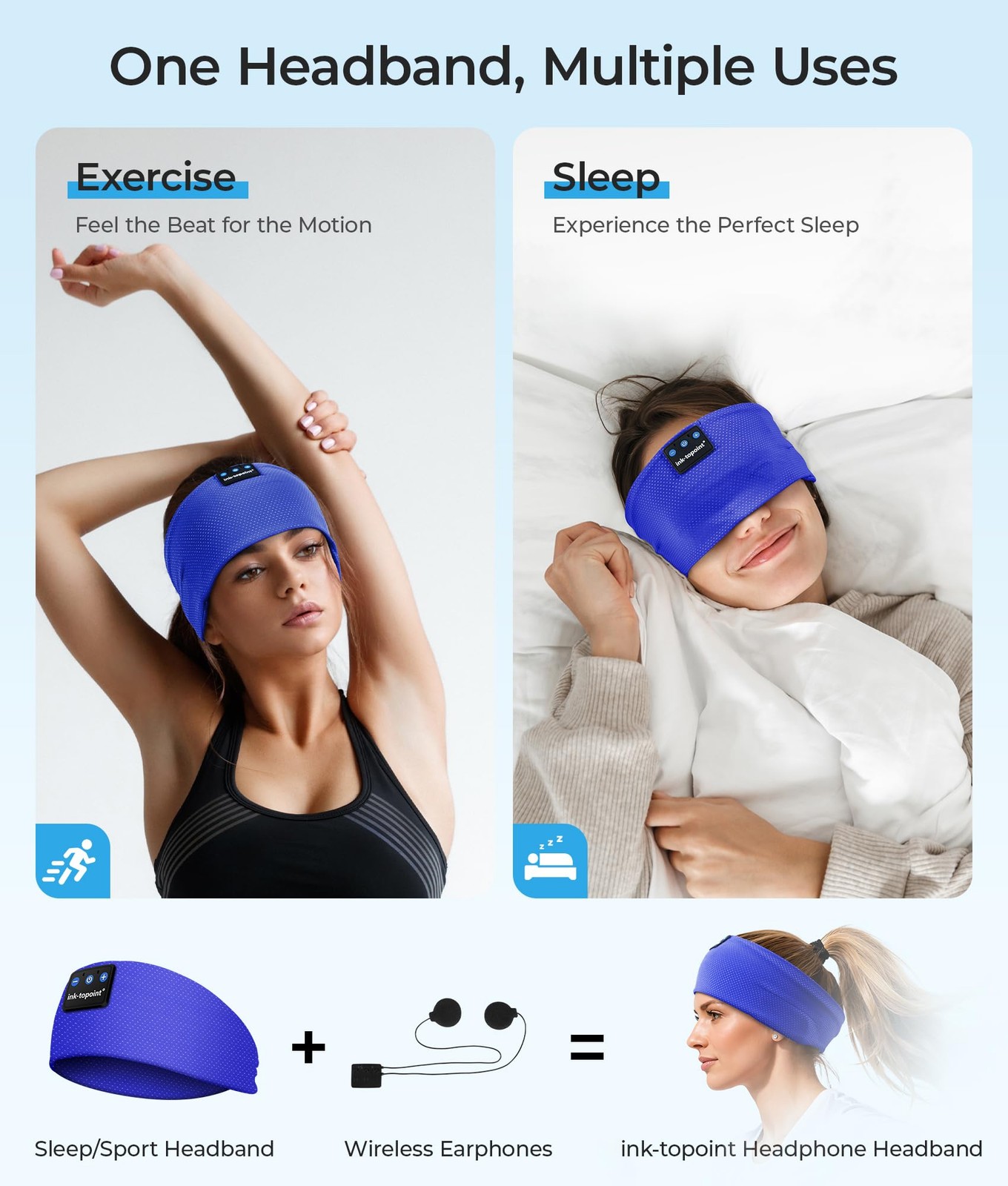 Sleep Headphones Bluetooth 5.4 Headphone, Sports Earphones with HD Stereo Spe…