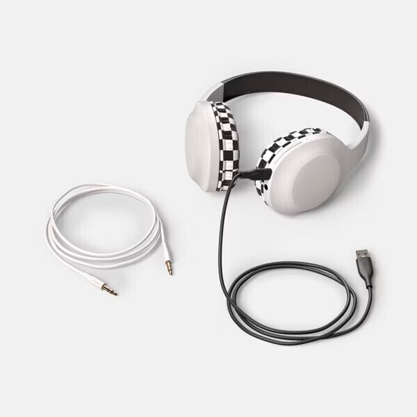 Heyday Wireless On-Ear Headphones with Microphone – Brown Checkered – New