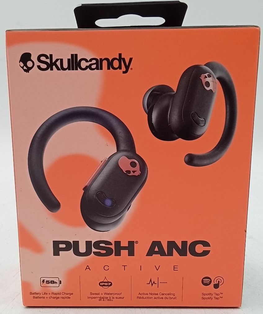 Skullcandy Push ANC Active Wireless Earbuds Black Orange Sealed