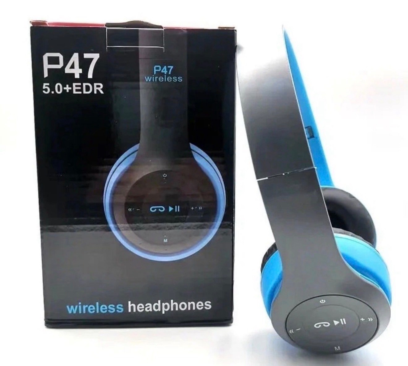 (2) – P47 Wireless Bluetooth Headphones With 5.0+EDR Built-In Microphone