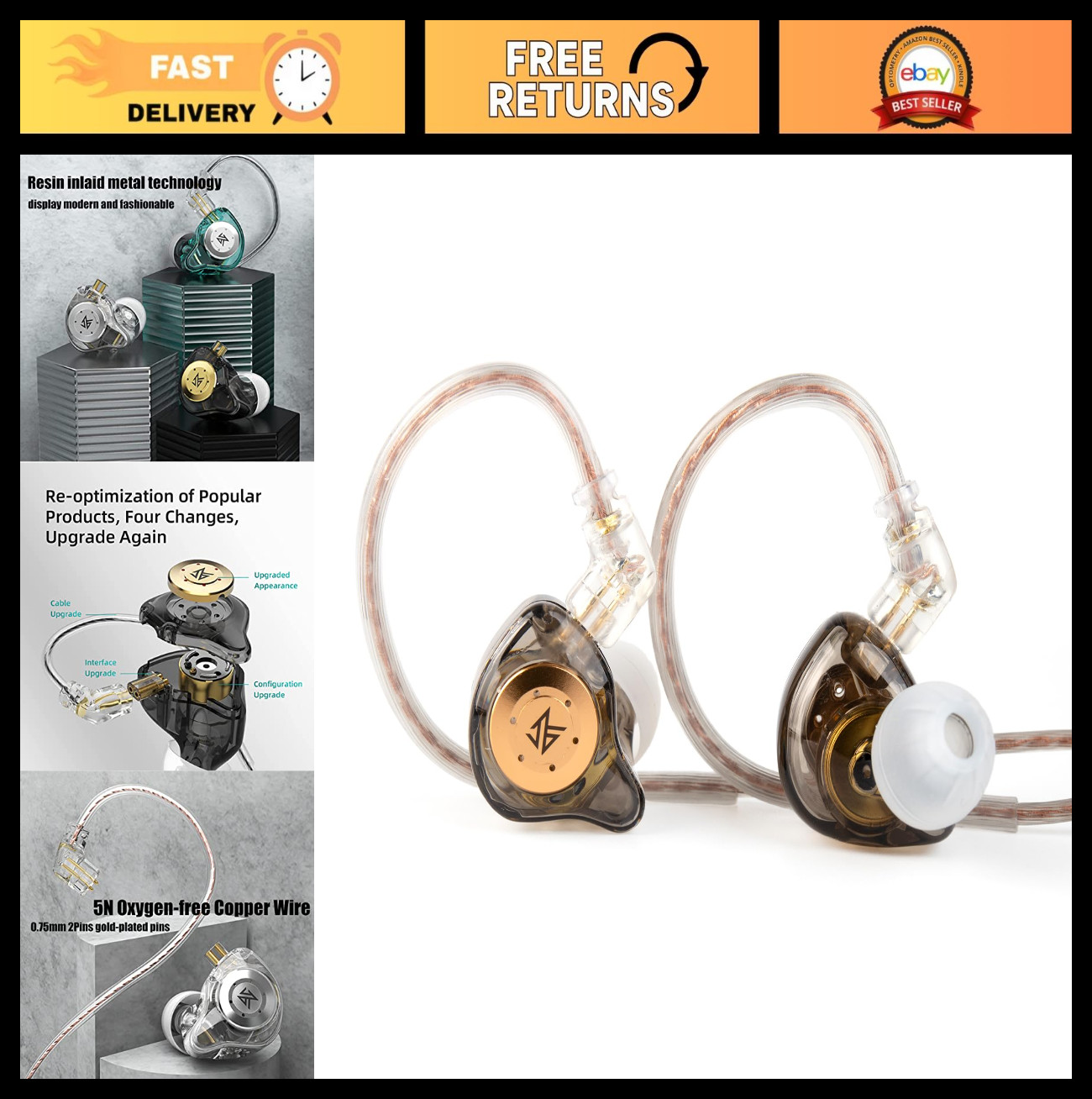 High-Performance Gaming Earbuds, HiFi Deep Bass, 10mm Dynamic Driver, Wired IEMs