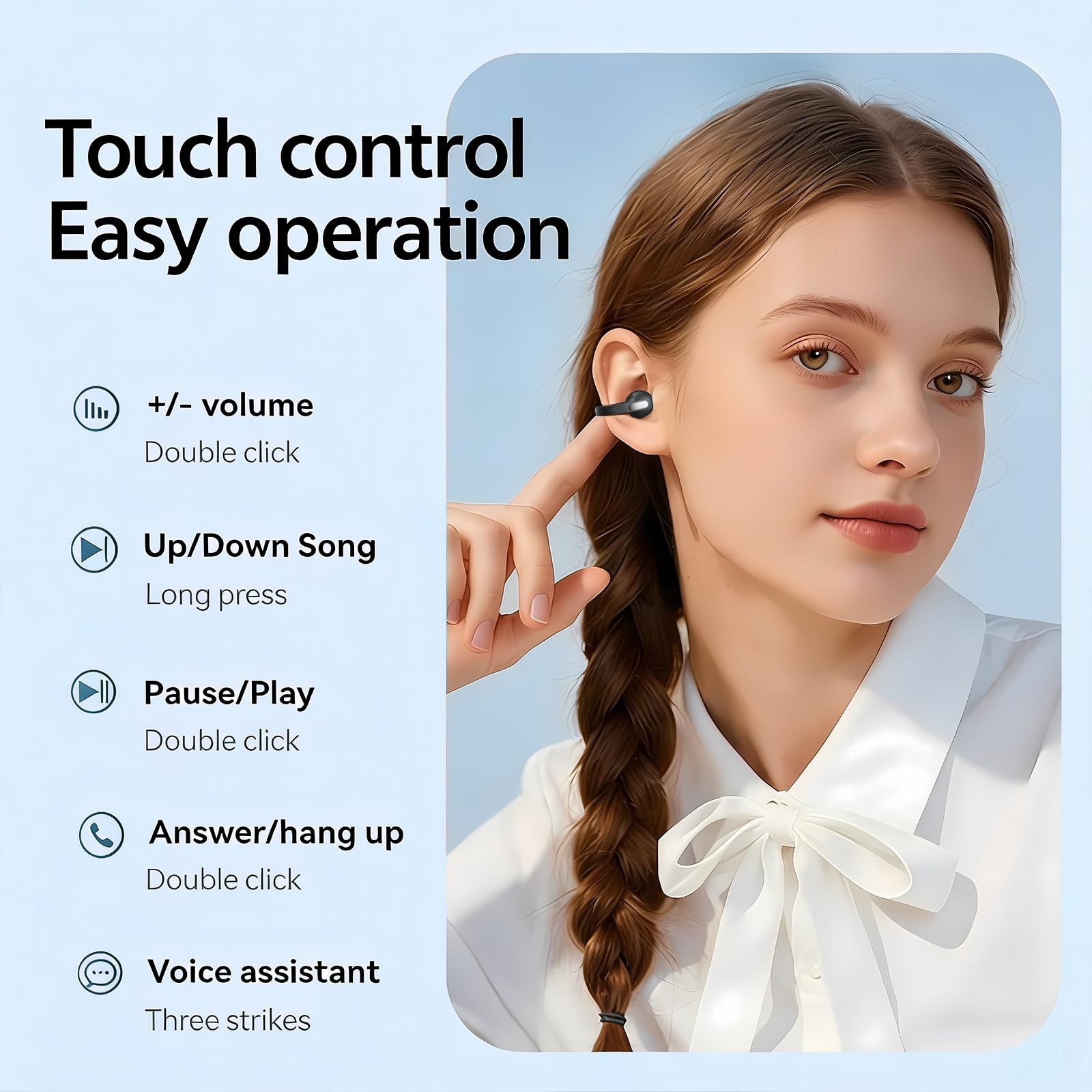Clip On Earbuds Bluetooth 6.0 Open Ear Headphones, Wireless Earbuds for Small…