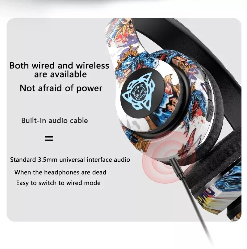 PURE BASS WIRELESS BLUETOOTH P35 HEADPHONES: HIP GRAFFITI STYLE IN ABSTRACT