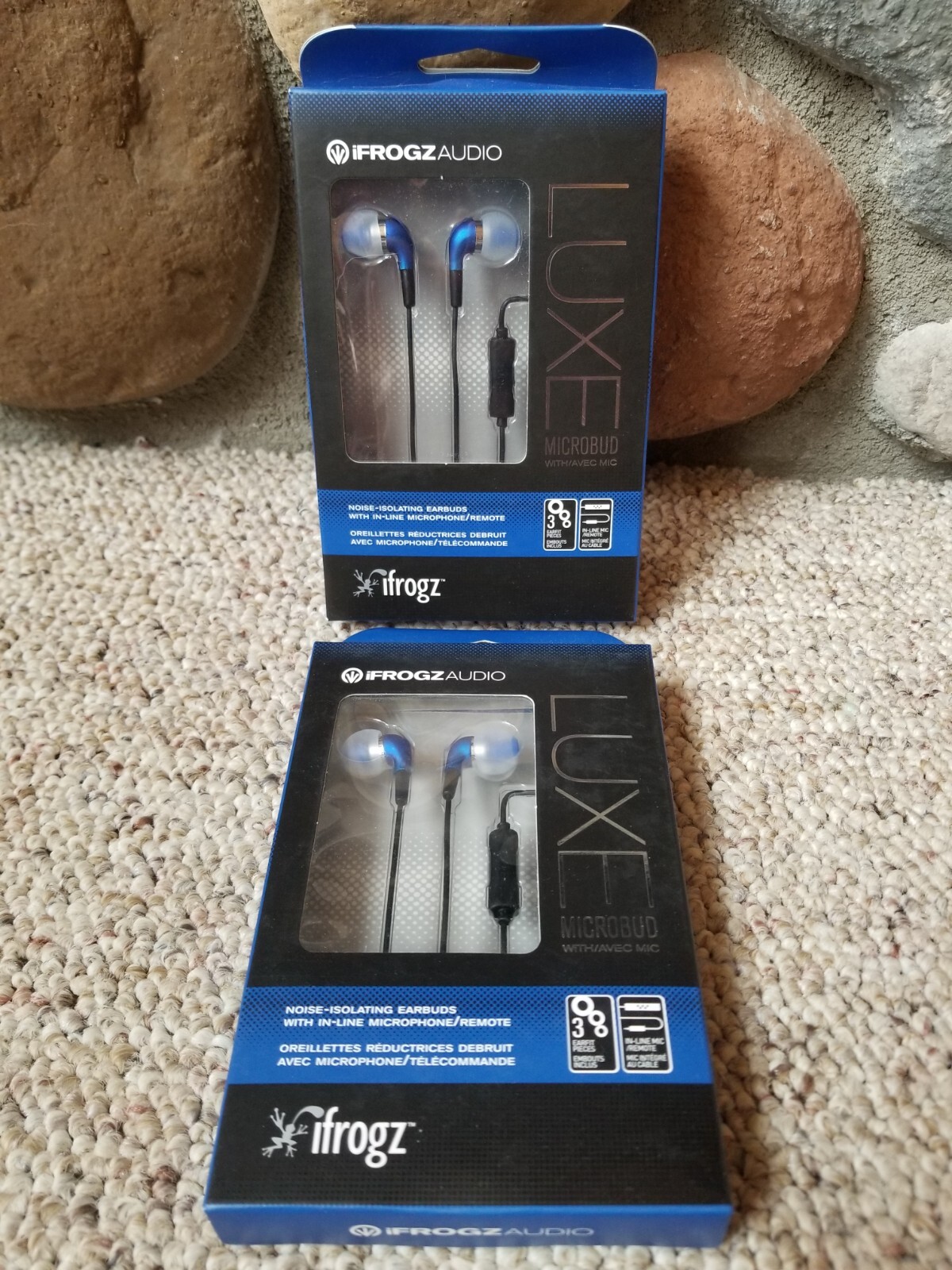NEW iFROGZ Audio Luxe Microbud Noise Isolating Earbuds In-Line Microphone 2 Pair