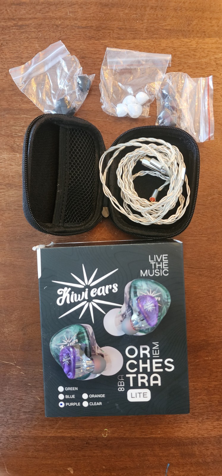 Kiwi ears Orchestra Lite IEM in ear monitor headphones. Purple. Tested.