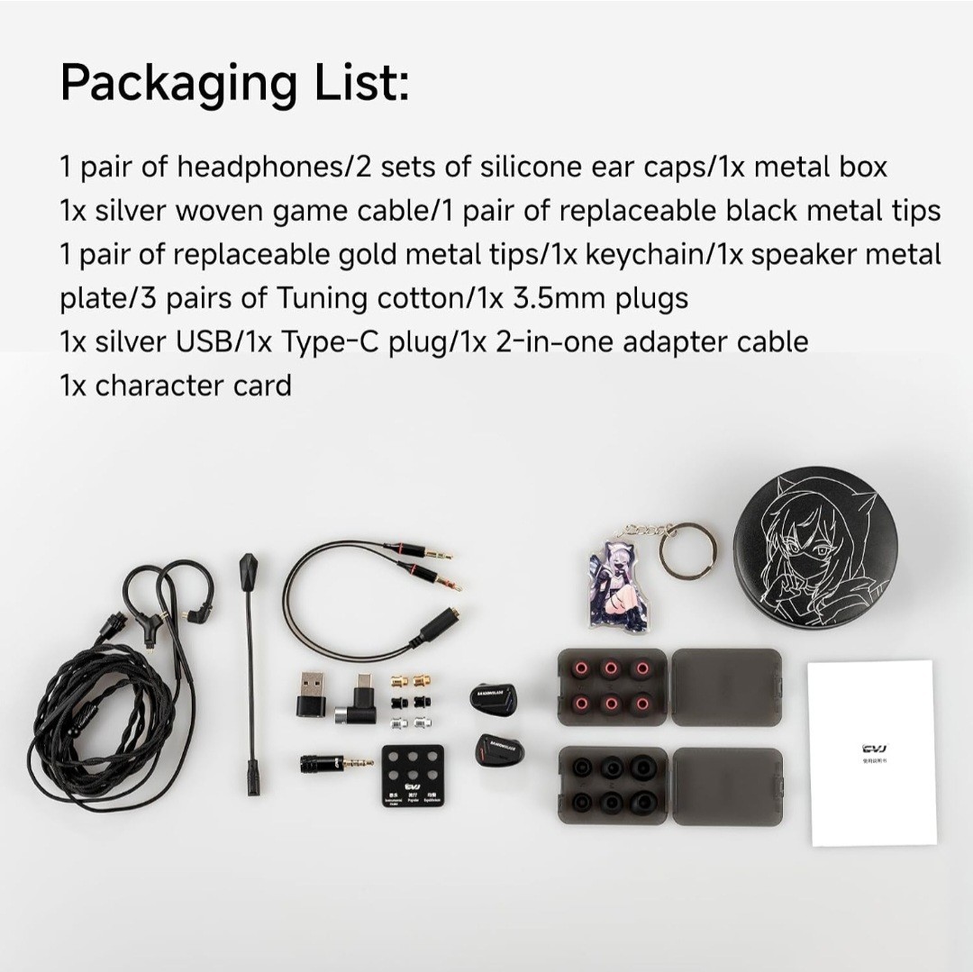 CVJ Shadow Blade Wired Gaming Earbuds, IEM HiFi in Ear Monitor Headphones 10mm D