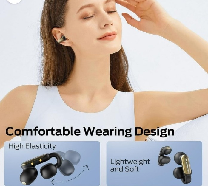 Monster Open Ear Wireless Earbuds, Comfortable Clip-on with Noise Cancel BLACK