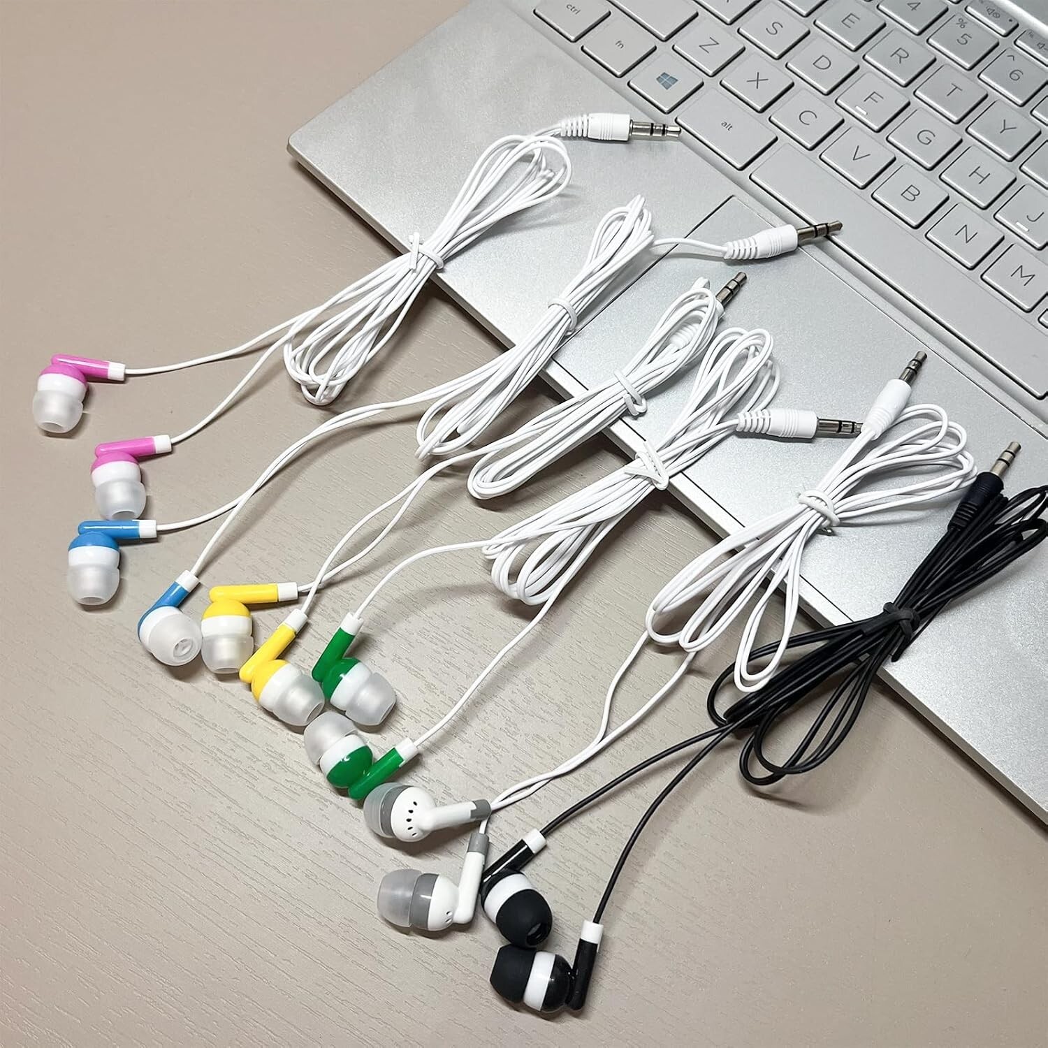 5 Pack Earbuds Blue Black Grey Yellow Pink Green 3.5mm Kids Wired Headphones
