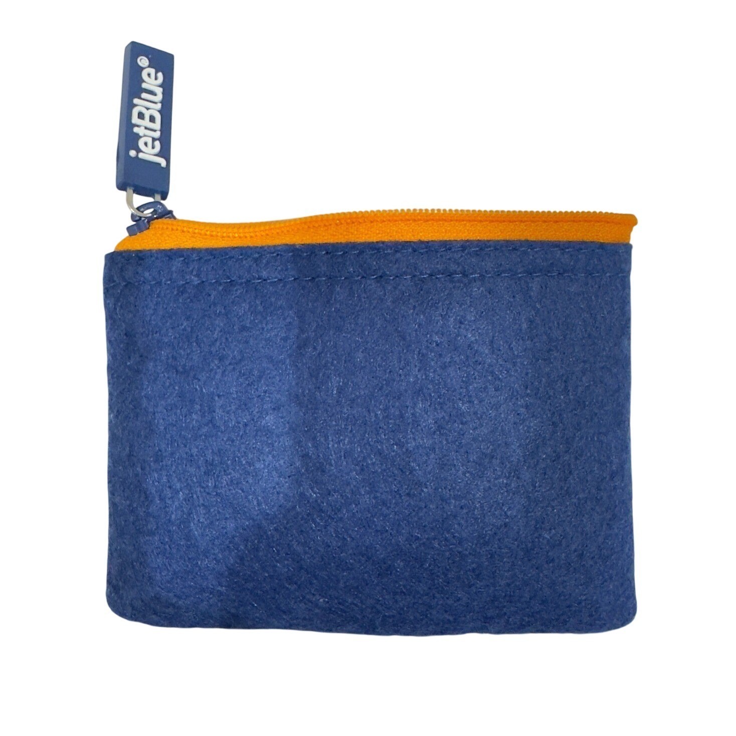 JetBlue Airline Amenity Wired Headphones Earbuds with Blue Felt Zipper Pouch