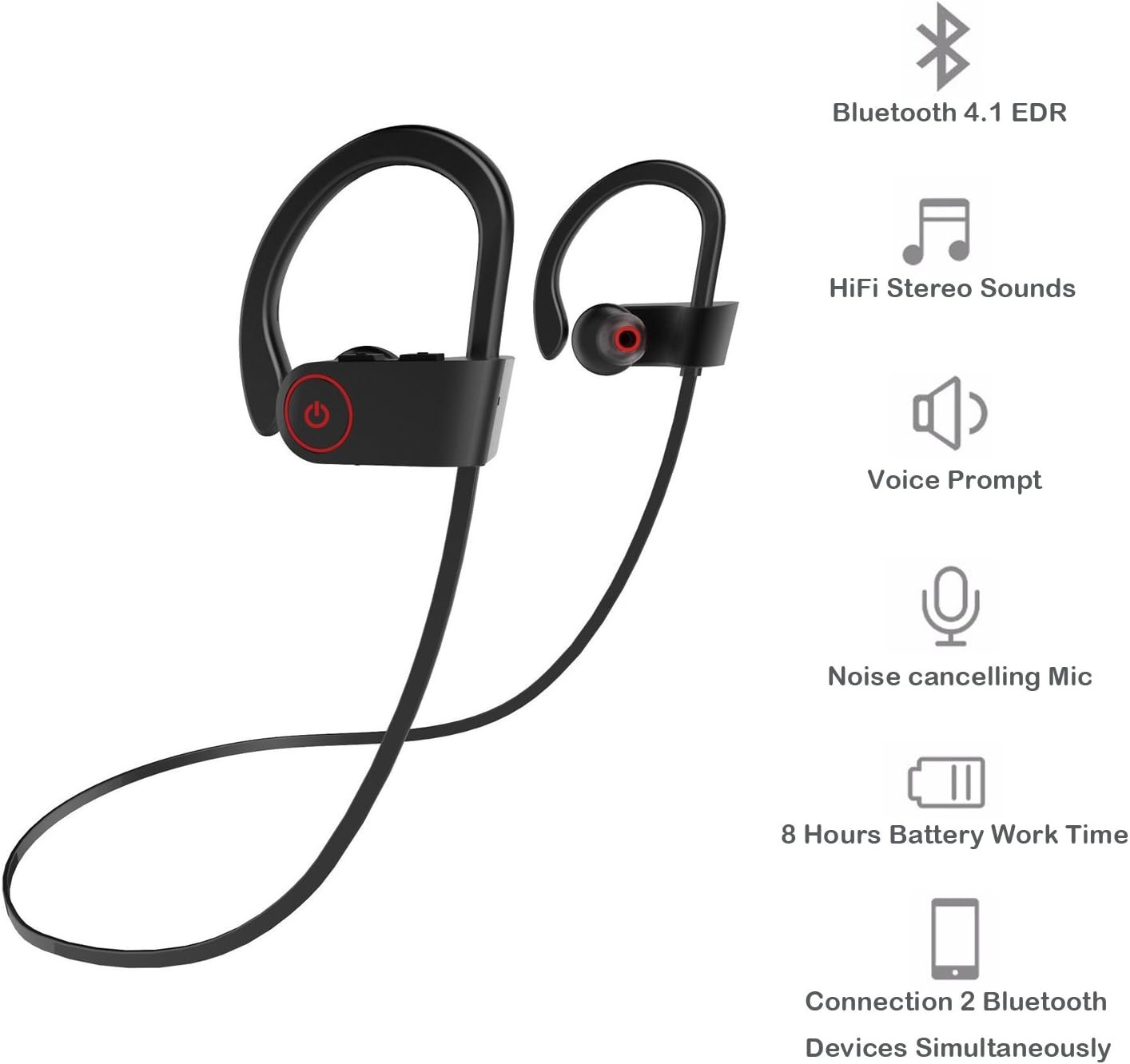 Waterproof Bluetooth 5.0 Earbuds Stereo Sport Wireless Headphones in Ear Headset