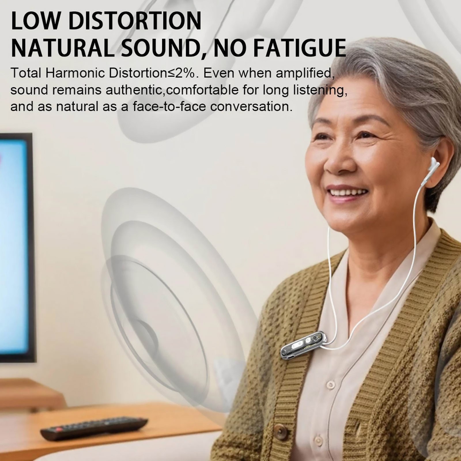 48dB Sound Amplifier Device Bluetooth 5.4 8 Volume 110mAh 20H Clip Elderly