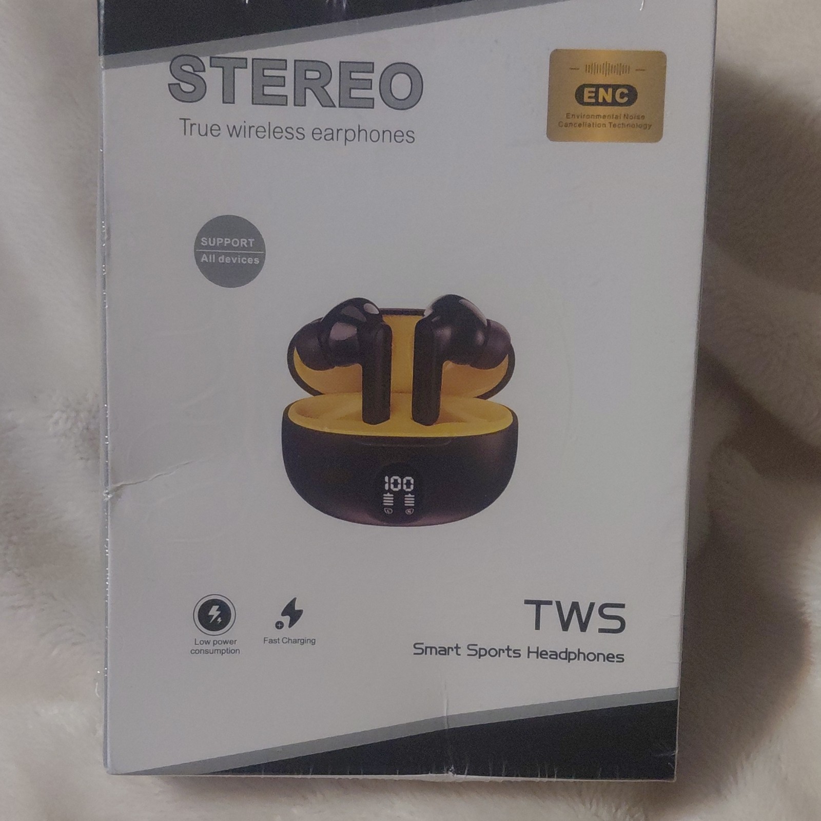 TWS 895B Bluetooth True Wireless Ear-Hook Earbuds NC Black/Yellow