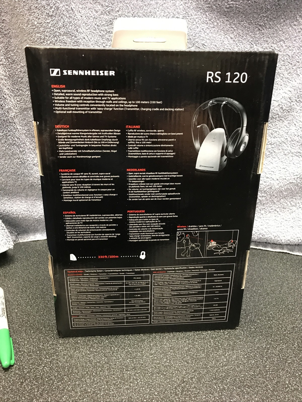 Sennheiser RS 120 Wireless Headphones with RS 120 Transmitter Charging Base