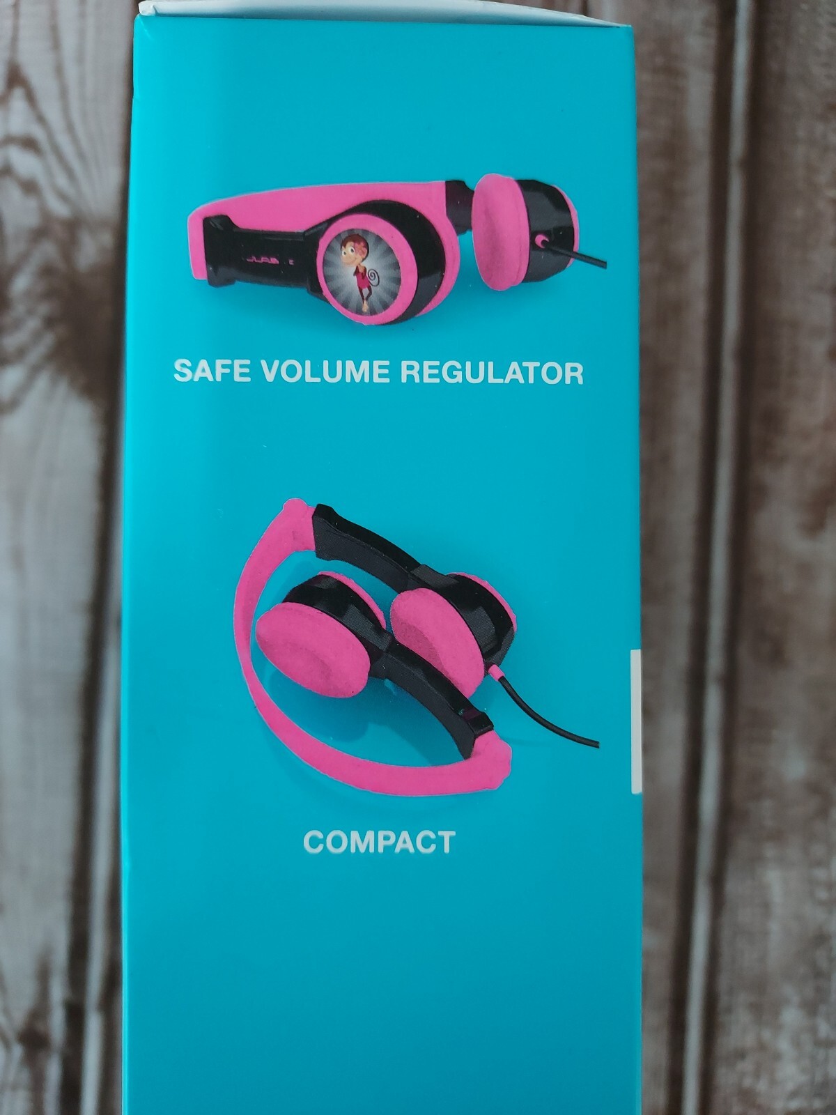JLab Pink/Black Monkey JBuddies Folding Kids Wired Headphones Ages 2+ NEW