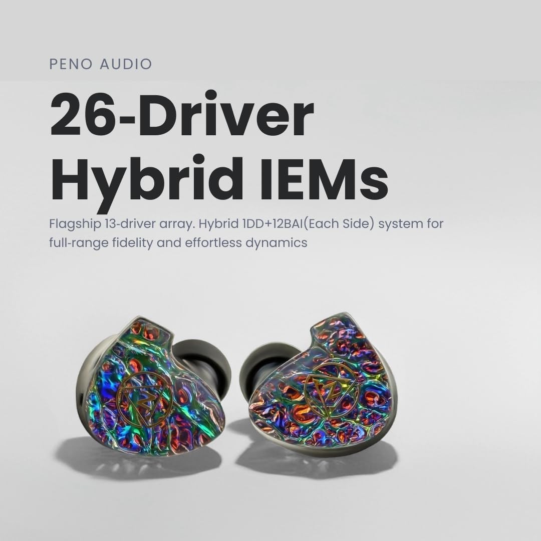 26-Driver Wired IEM in Ear Monitor with 8mm Dynamic + 10 Knowles + 2 Sonion BA