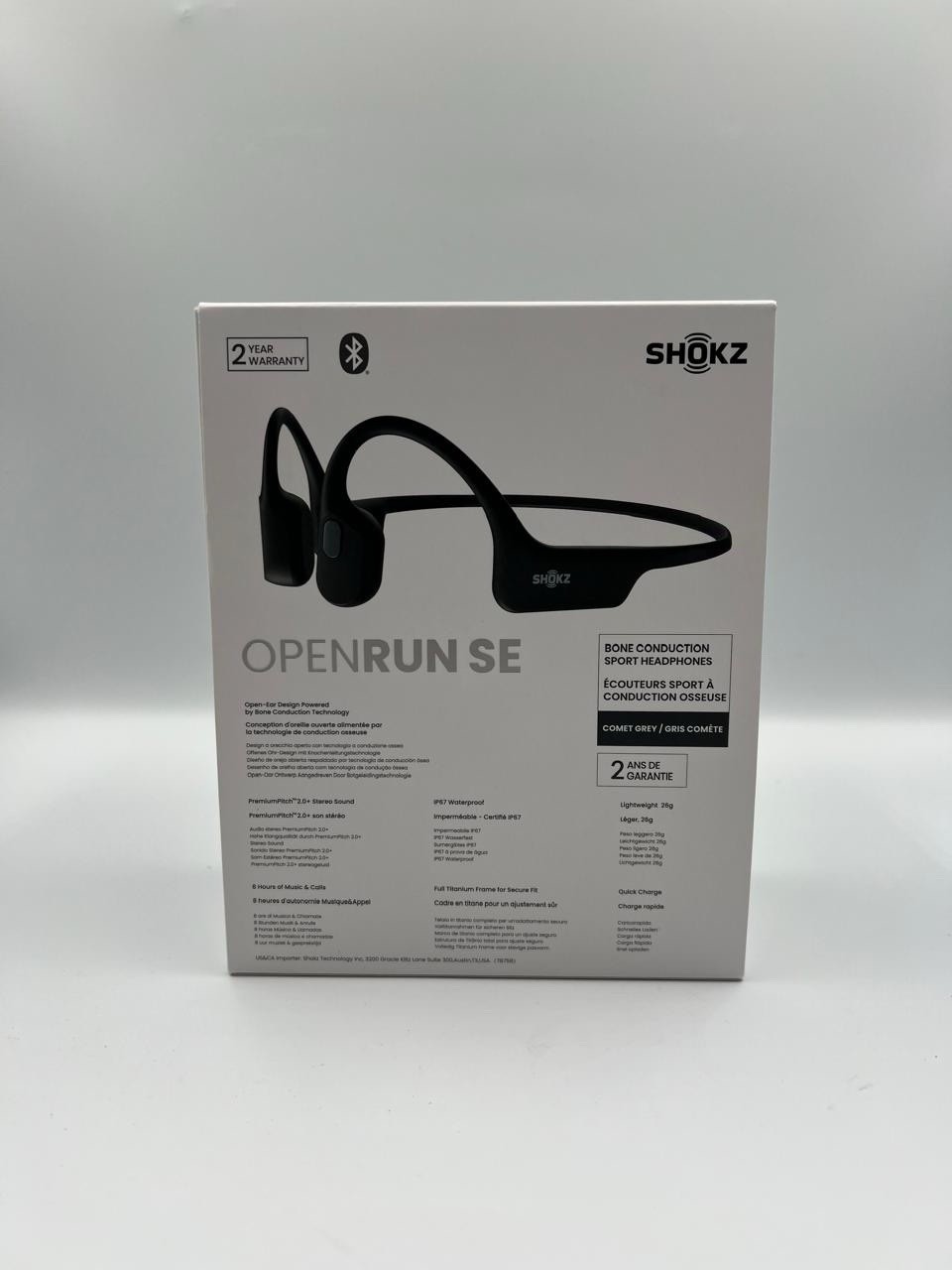 Shokz OpenRun SE Open-Ear (Behind the Neck) Bluetooth Headphones – Black Open Bo
