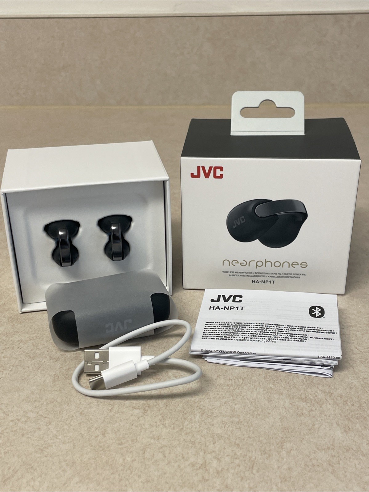 JVC HA-NP1T-B Wireless Earphones Bluetooth Ver.5.3 Open Ear New Open Box