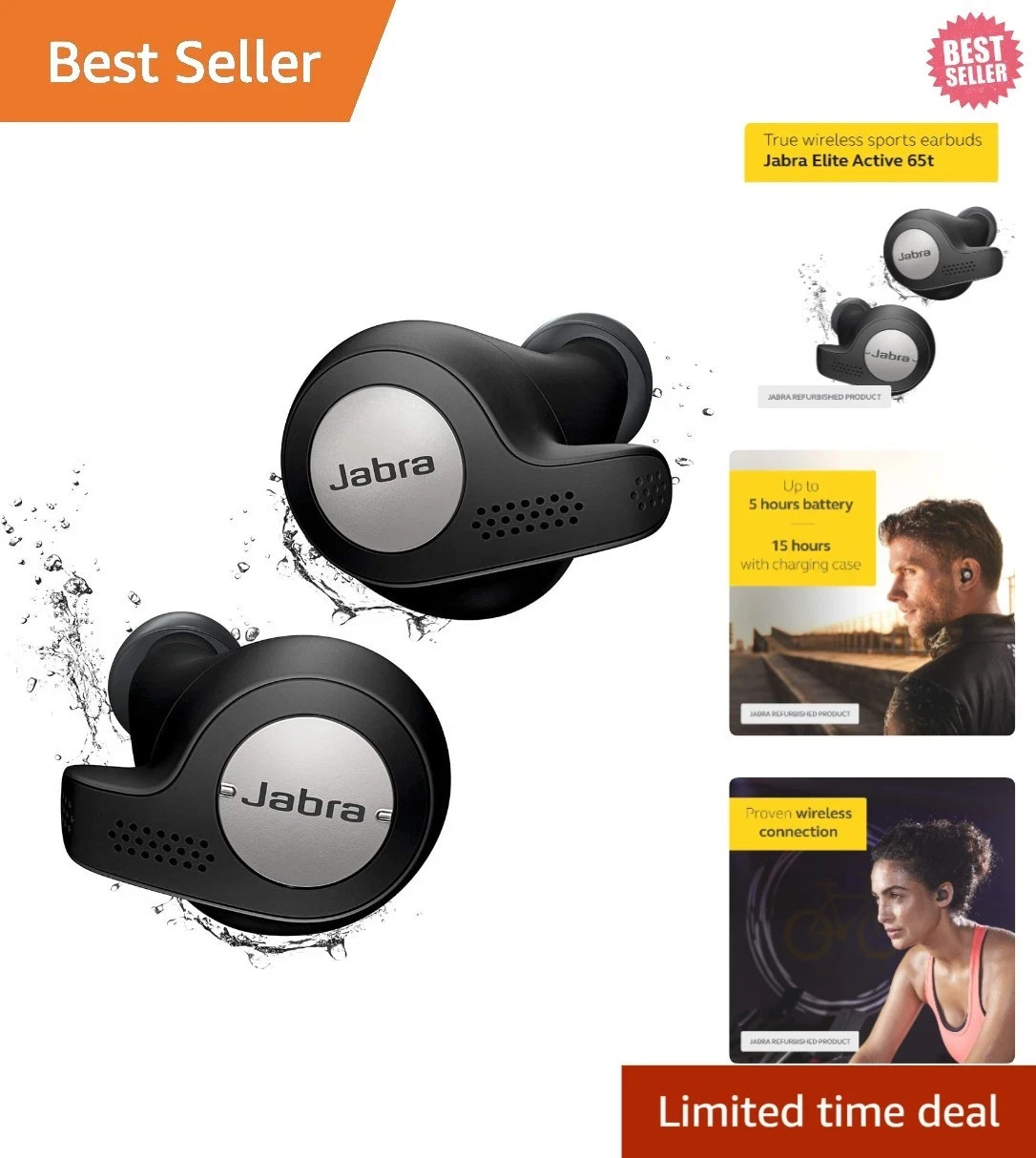 Jabra Elite Active 65t Alexa Enabled True Wireless Sports Earbuds with Charging