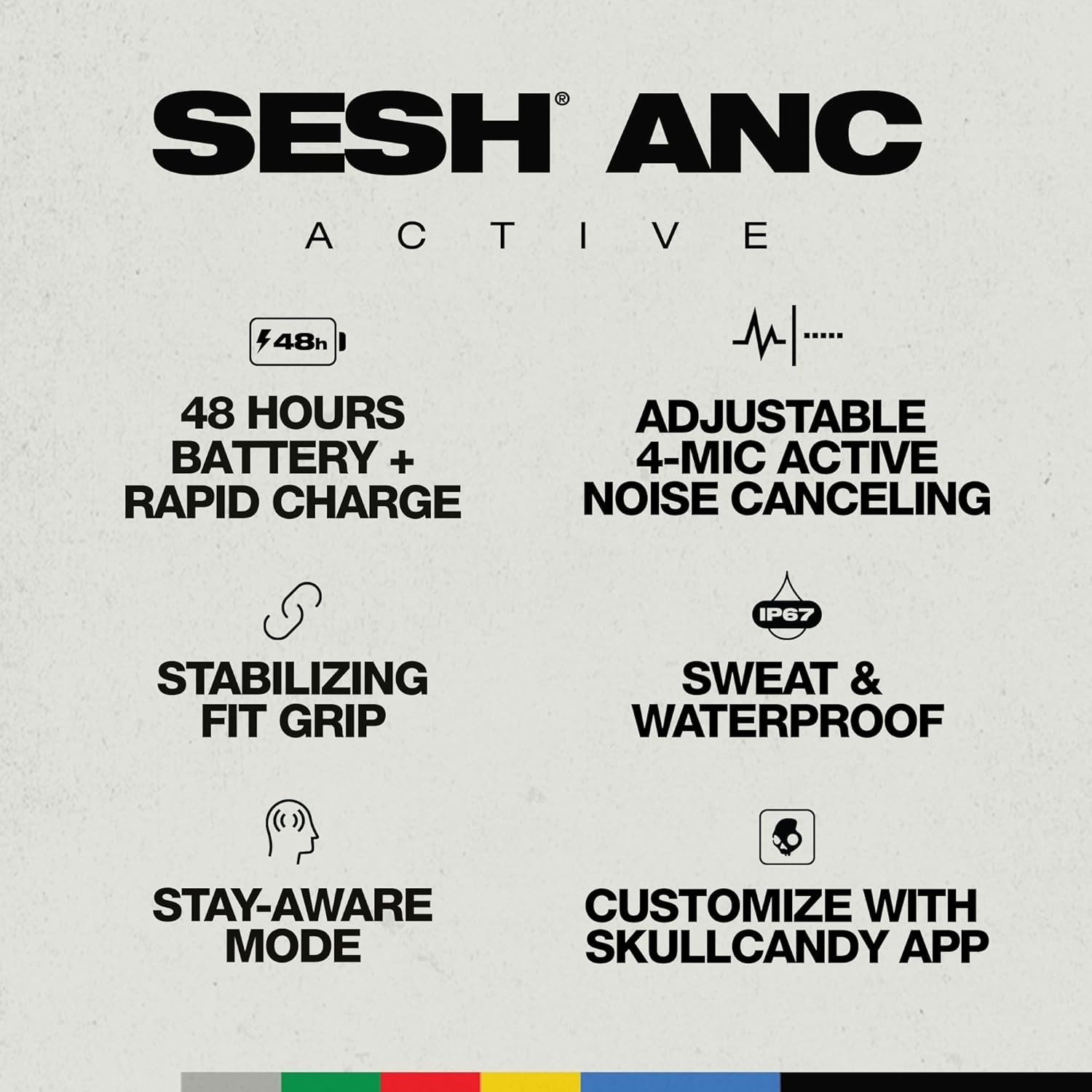 Skullcandy Sesh ANC In Ear Wireless Headphones – Black