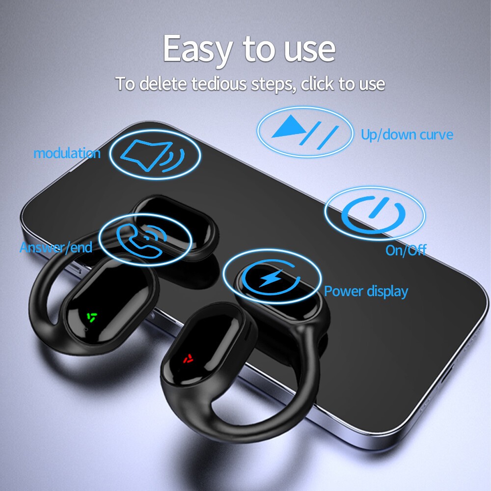 Bluetooth 5.3 Wireless Bone Conduction Headphones Wireless Headset Earbuds