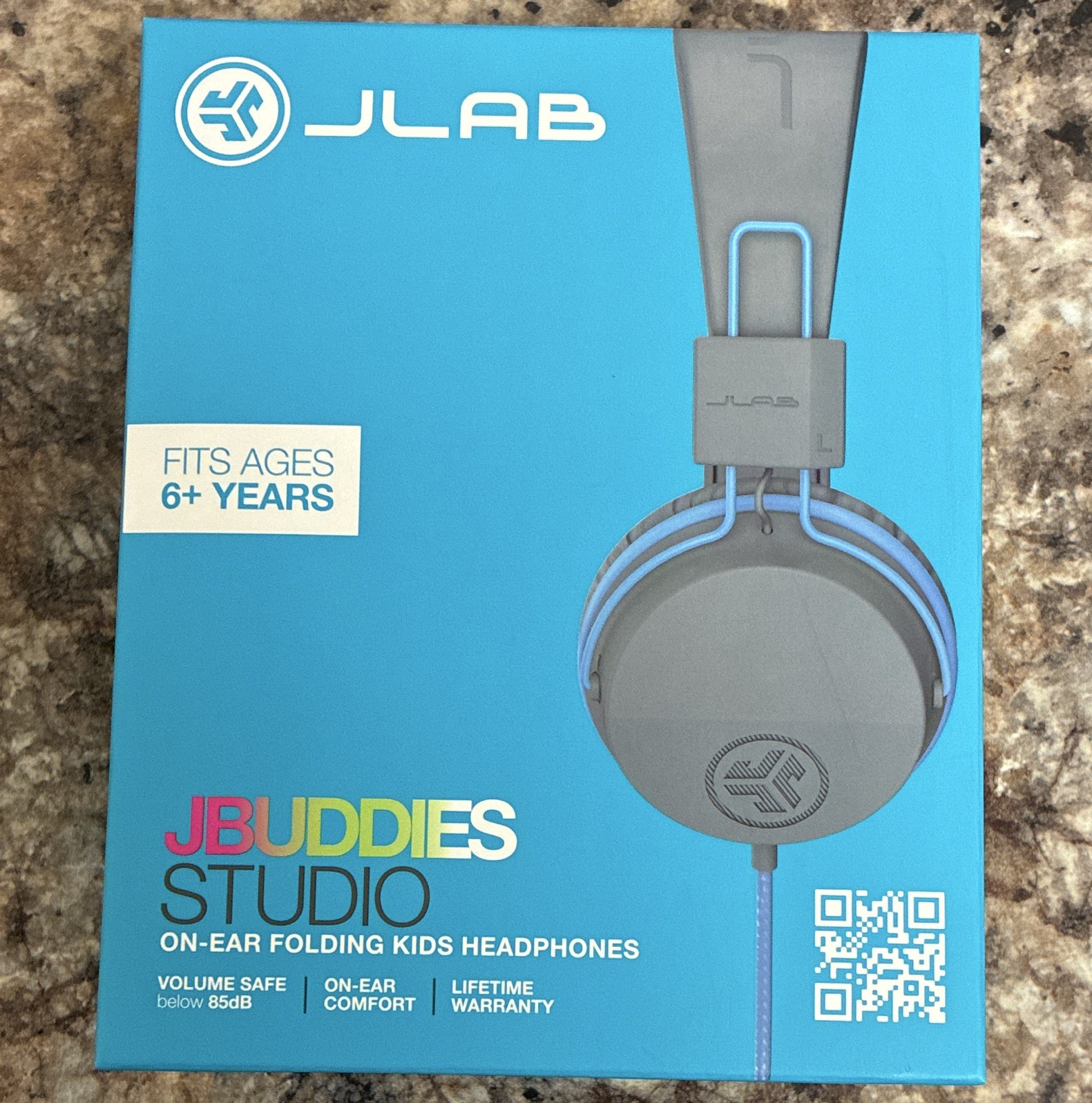 JLab JBuddies Studio On-Ear Foldable Volume-Limited Mic 3.5mm Gray/Blue