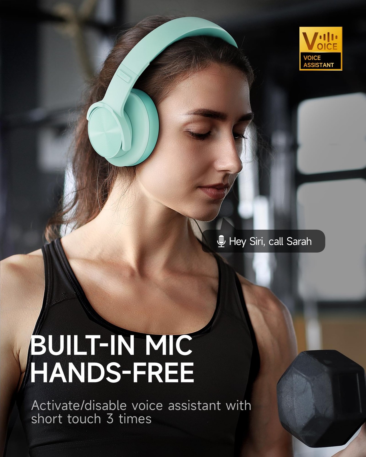 Picun B8 Wireless Bluetooth Headphones, 120H Playtime, 3EQ Modes, Cyan