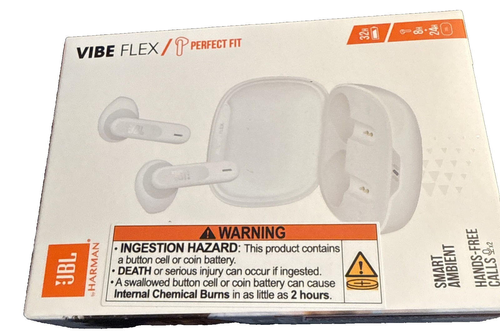 JBL Vibe Flex White Wireless Earbuds NIB SEALED