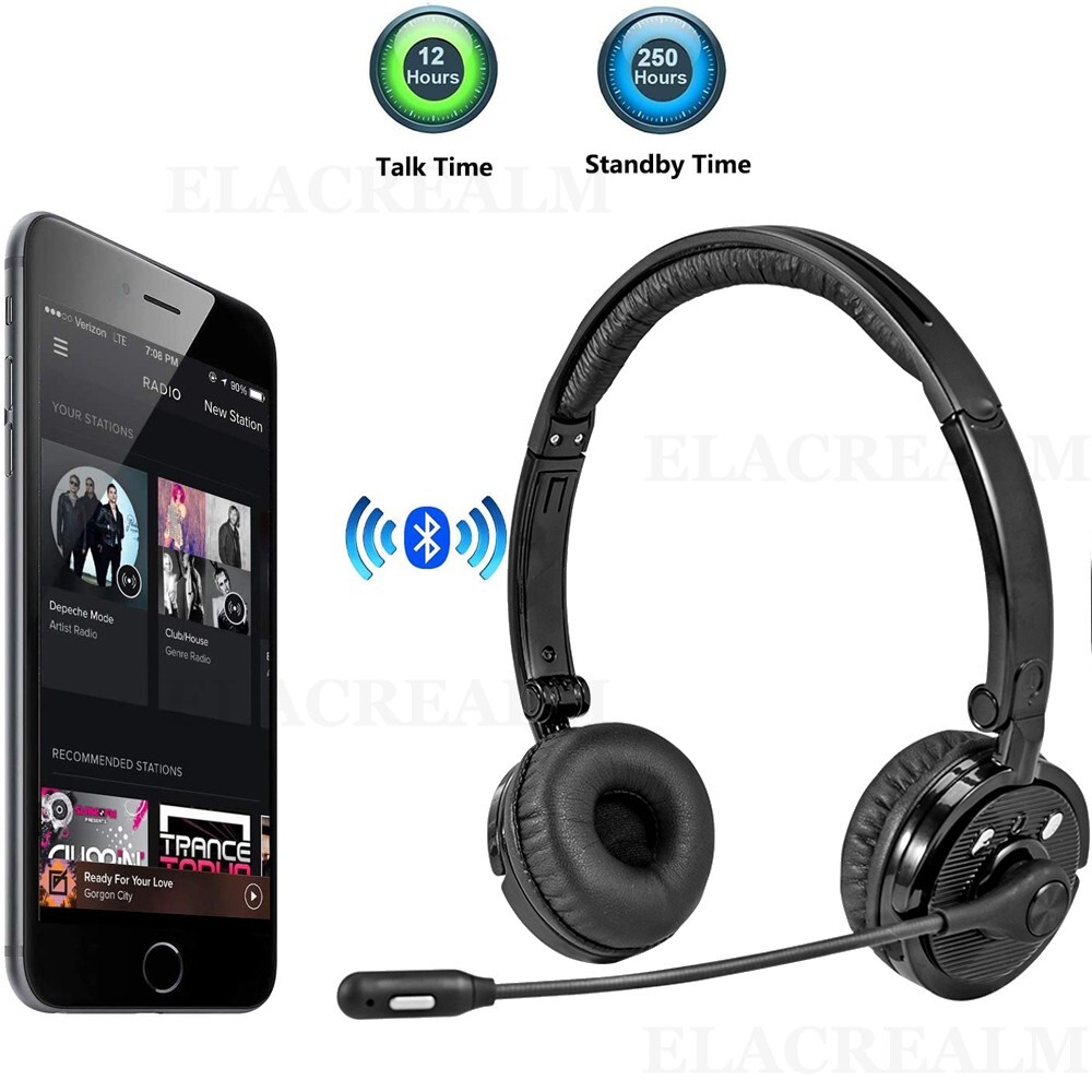 Bluetooth Headset with Microphone Wireless Headphones for iPhone Trucker Driver