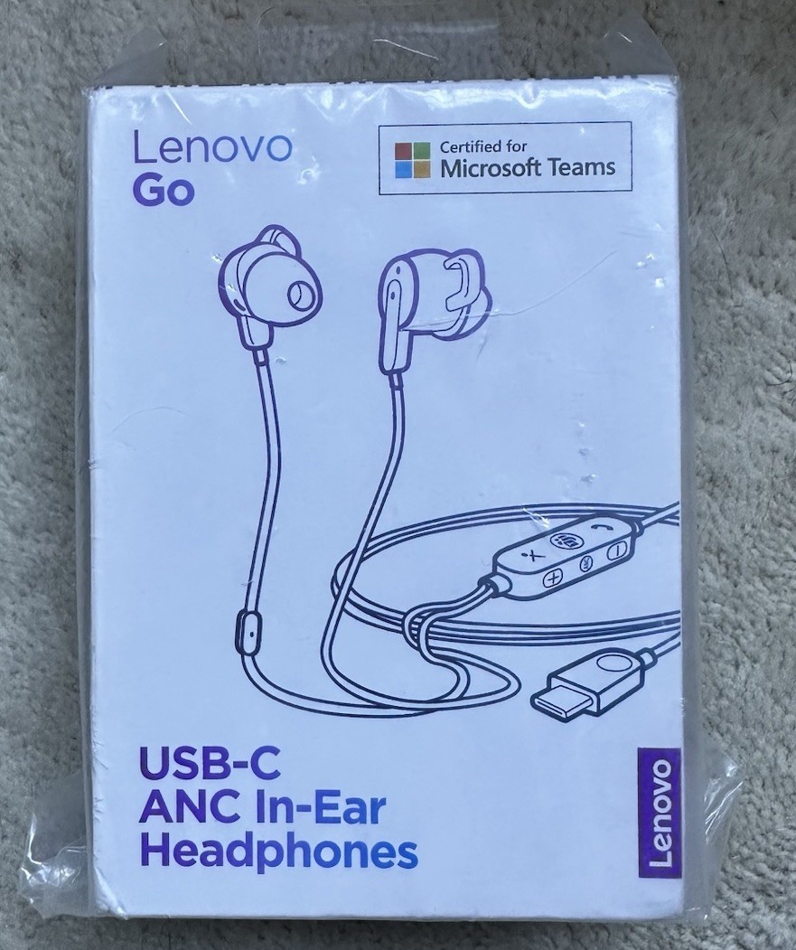 Lenovo Go USBC Active Noise Cancelling In-Ear Earphones Msft Teams Headphones