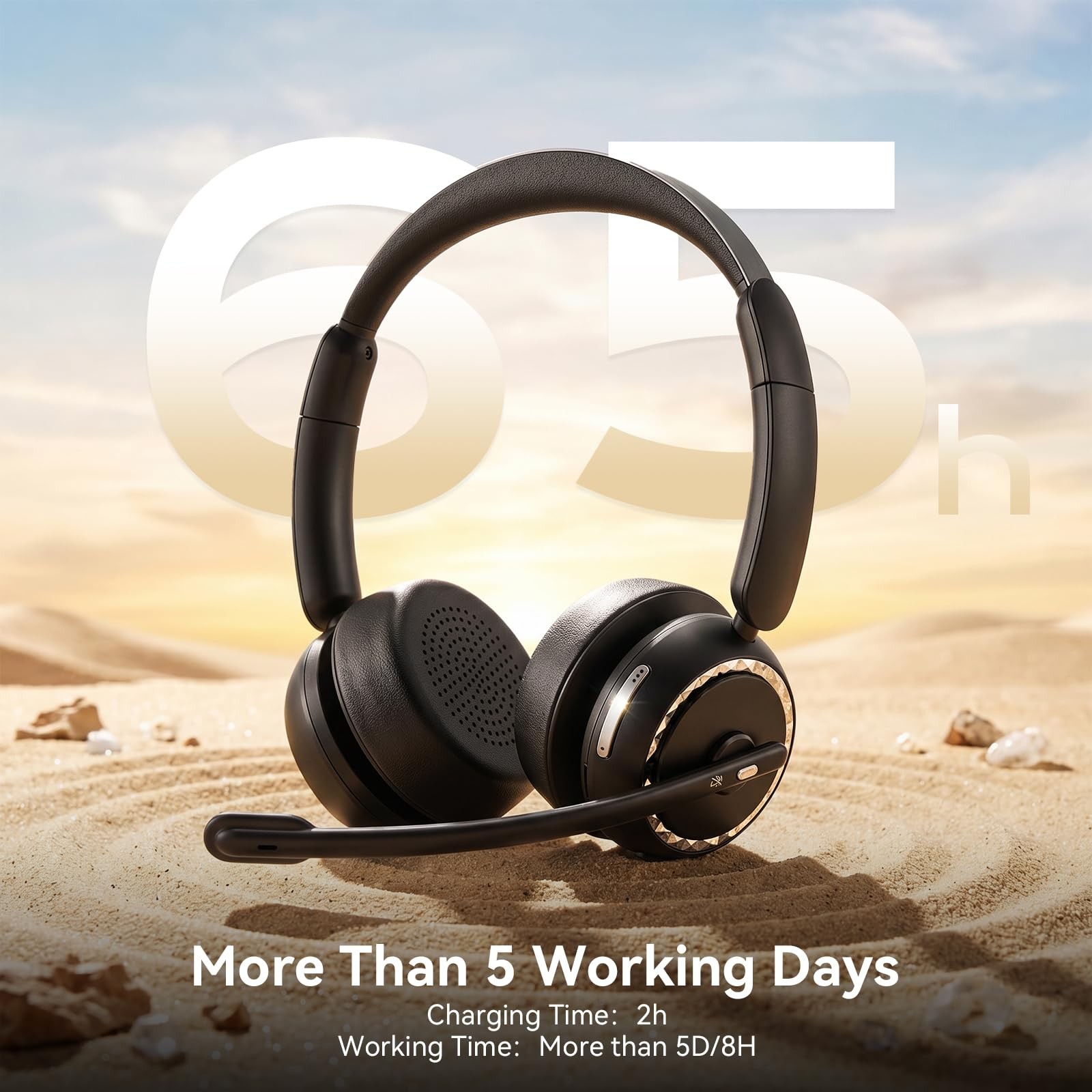 Wireless Headset with Mic for Clear Work Calls, Bluetooth 5.2 Headset with No…