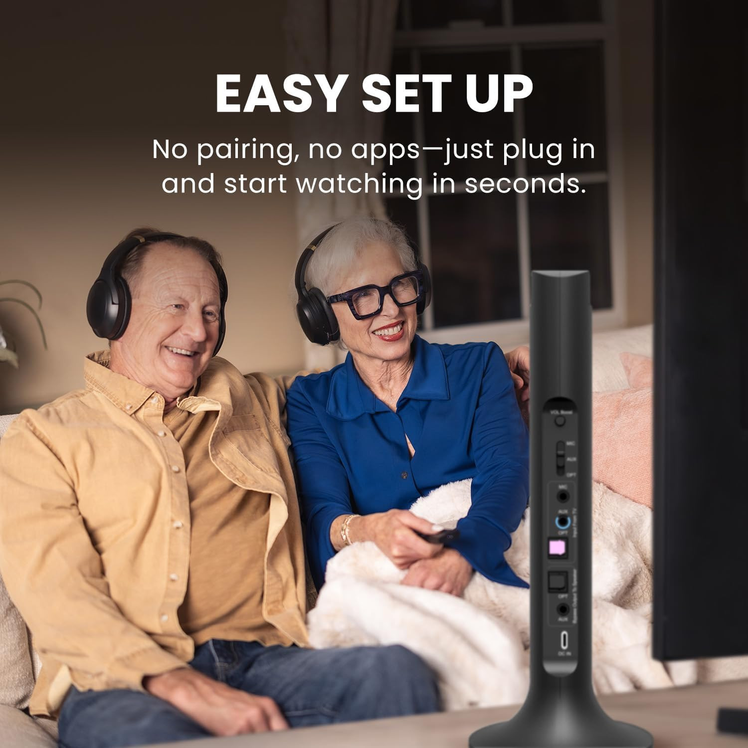 Duet – Dual Wireless Headphones for TV Watching, Clear Voice & Loud Volume for S