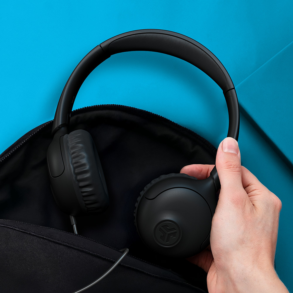 JLab Studio 2 On-Ear Wired Headphones with Mic Black Foldable Freeships