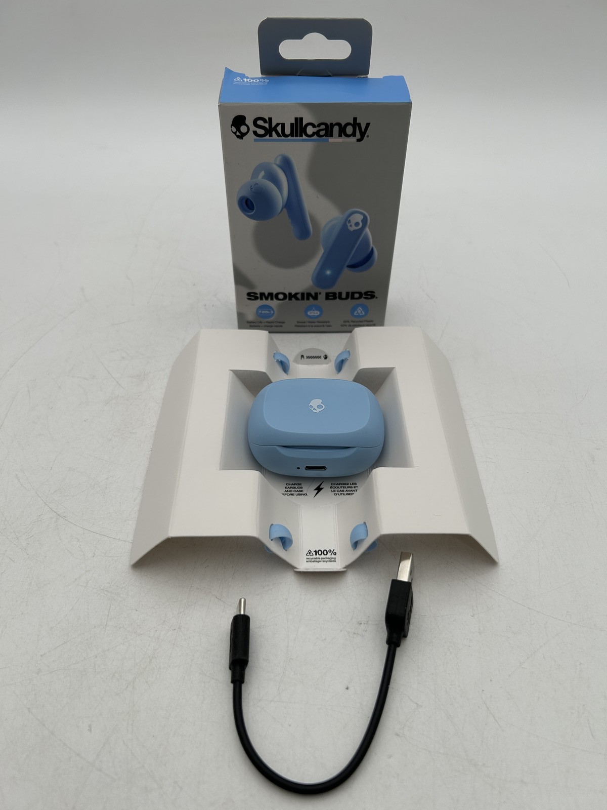 Skullcandy Smokin’ Buds Bluetooth Earbuds – Preppy Blue