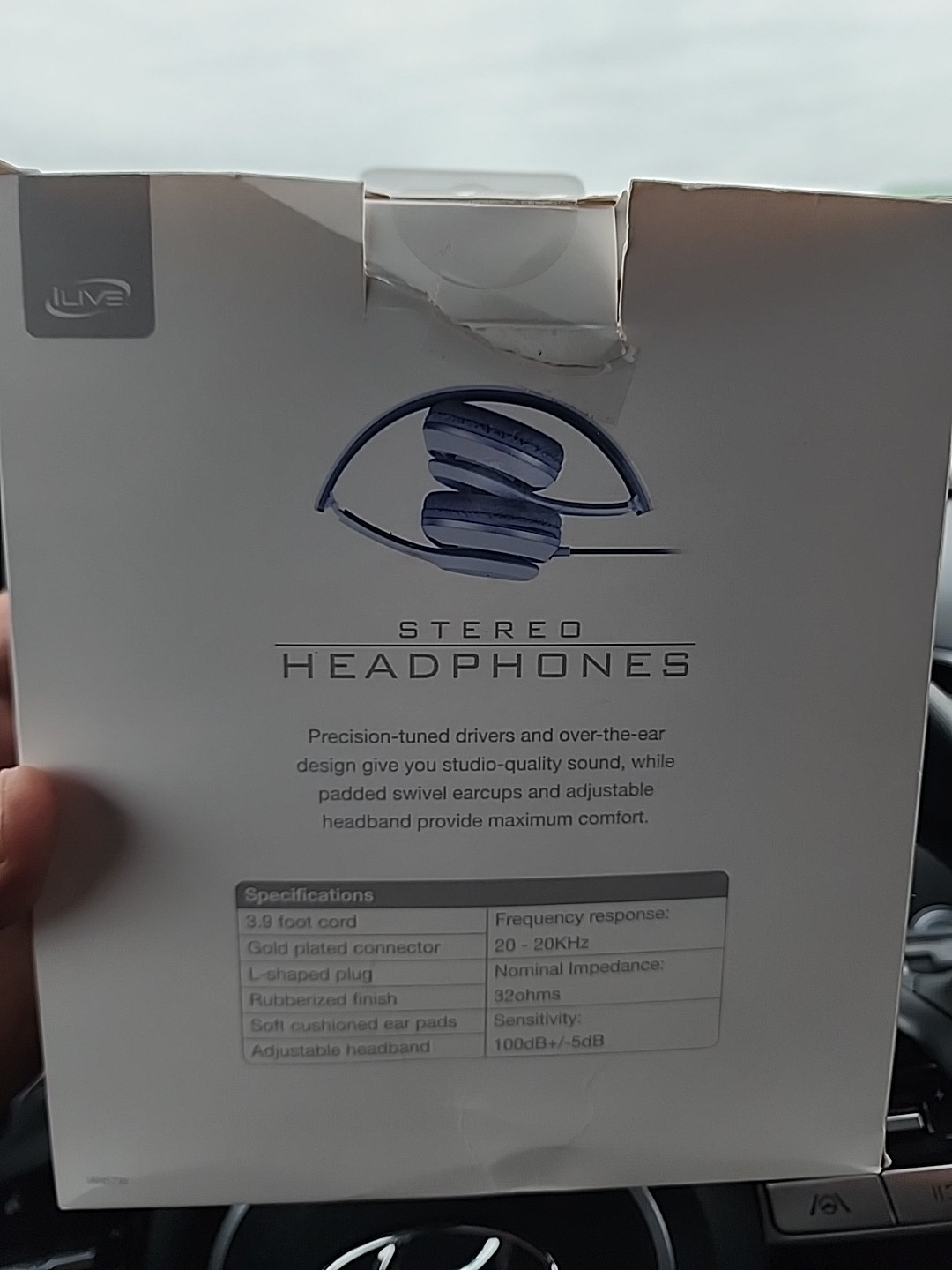 iLive IAH57B Stereo Headphones Folding Gold Plated Connector White and gray New