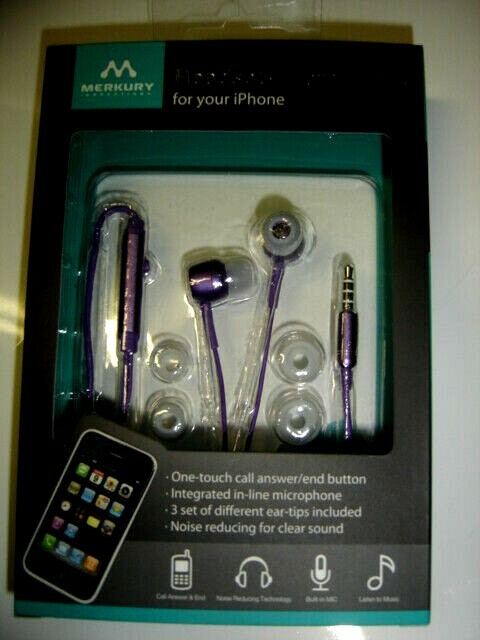 Merkury Earbuds One-Touch Call Answer/End Button Microphone Earphones MI-IPH180
