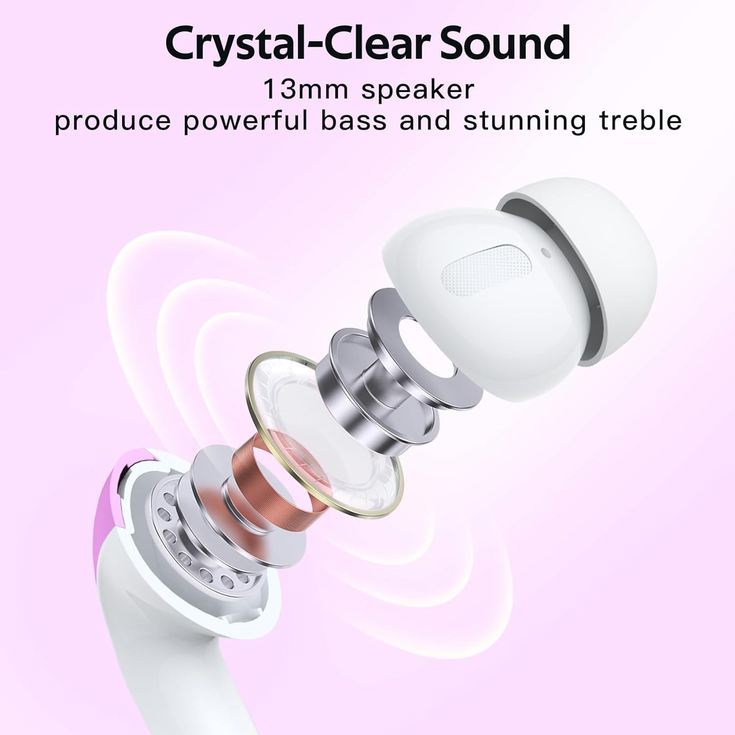 2 Sets X08 Purple and Sunset Pink Bluetooth Headphones True Wireless Earbuds 60H