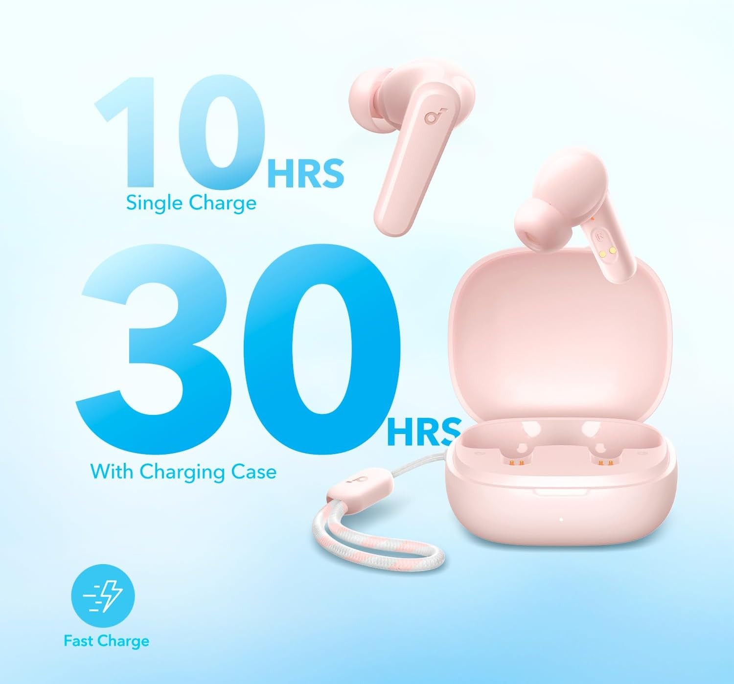 Soundcore by Anker P20i True Wireless Earbuds, 10mm Drivers with Big Pink