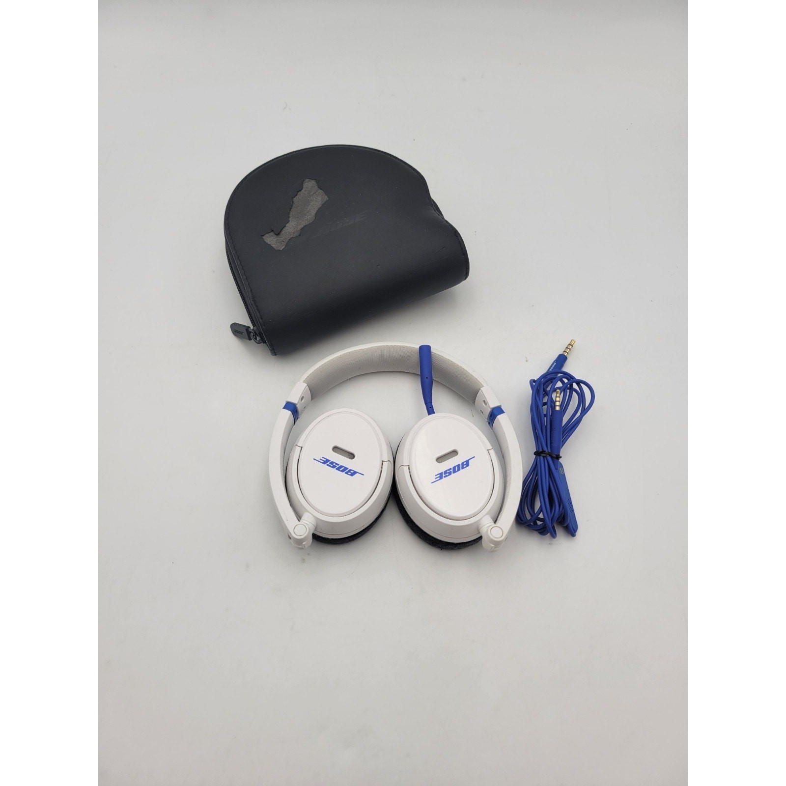 Bose SoundTrue On-Ear Headphones White/Blue Adjustable Need Ear-pad Tested GOOD