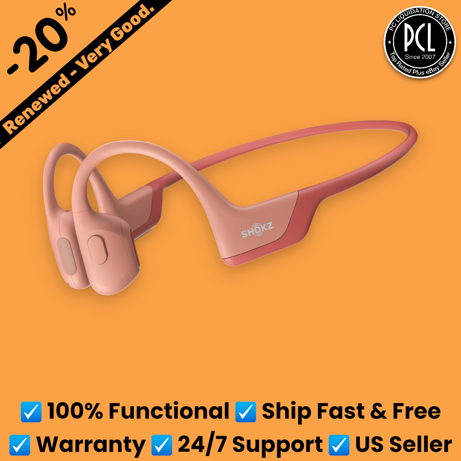 ✅ Shokz OpenRun Pro Bone Conduction Sport Headphones Enhanced Bass IP55 – PINK ✅